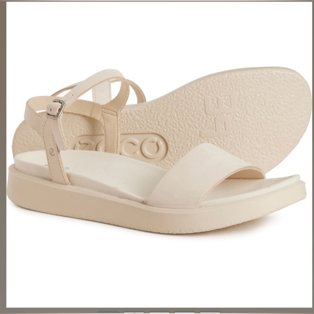 Ecco Women's Beige Strappy Platform Sandals